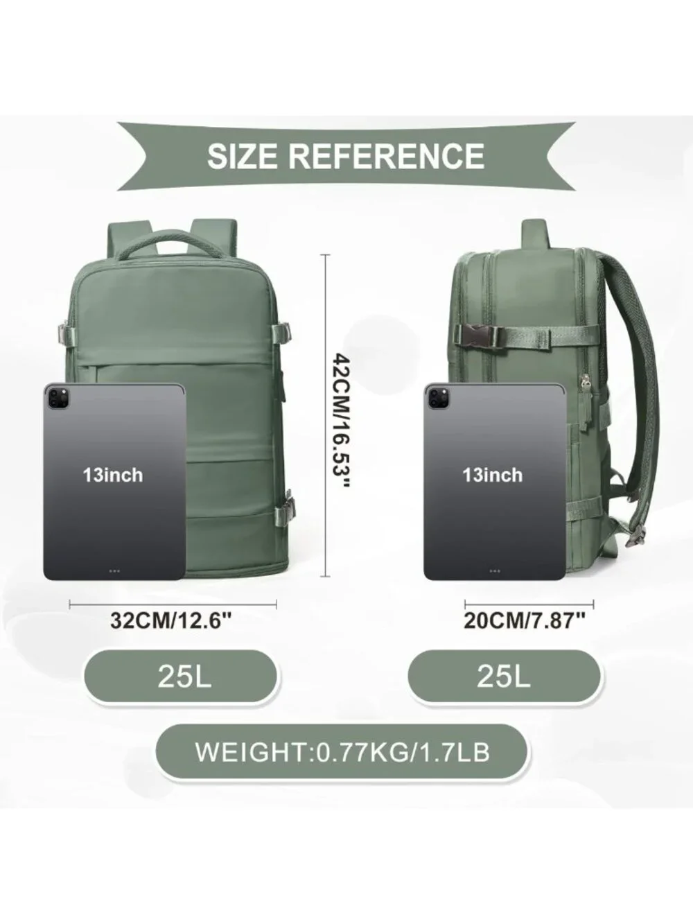Waterproof Travel Backpack for Hiking & Outdoor Sports, Casual Daypack - Olive